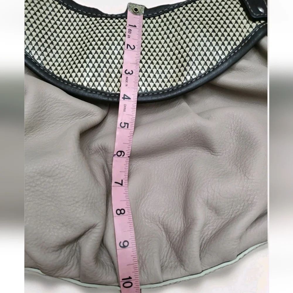 Adrian Vittadini Leather Shoulder Bag W/Snake Skin Look Trim Wide Leather Strap